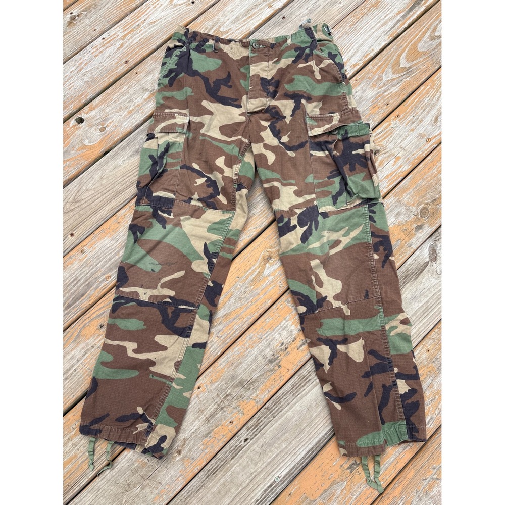 Vintage US Army M81 Woodland Camo BDU trouser Military Cargo Pants Men M Ripstop